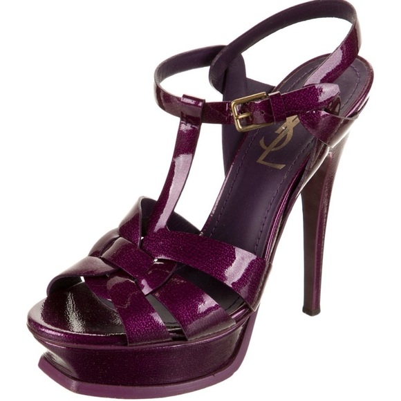 Saint Laurent Shoes - Yves Saint Laurent Patent Tribute 105 Platform Heels Sandals size 39.5